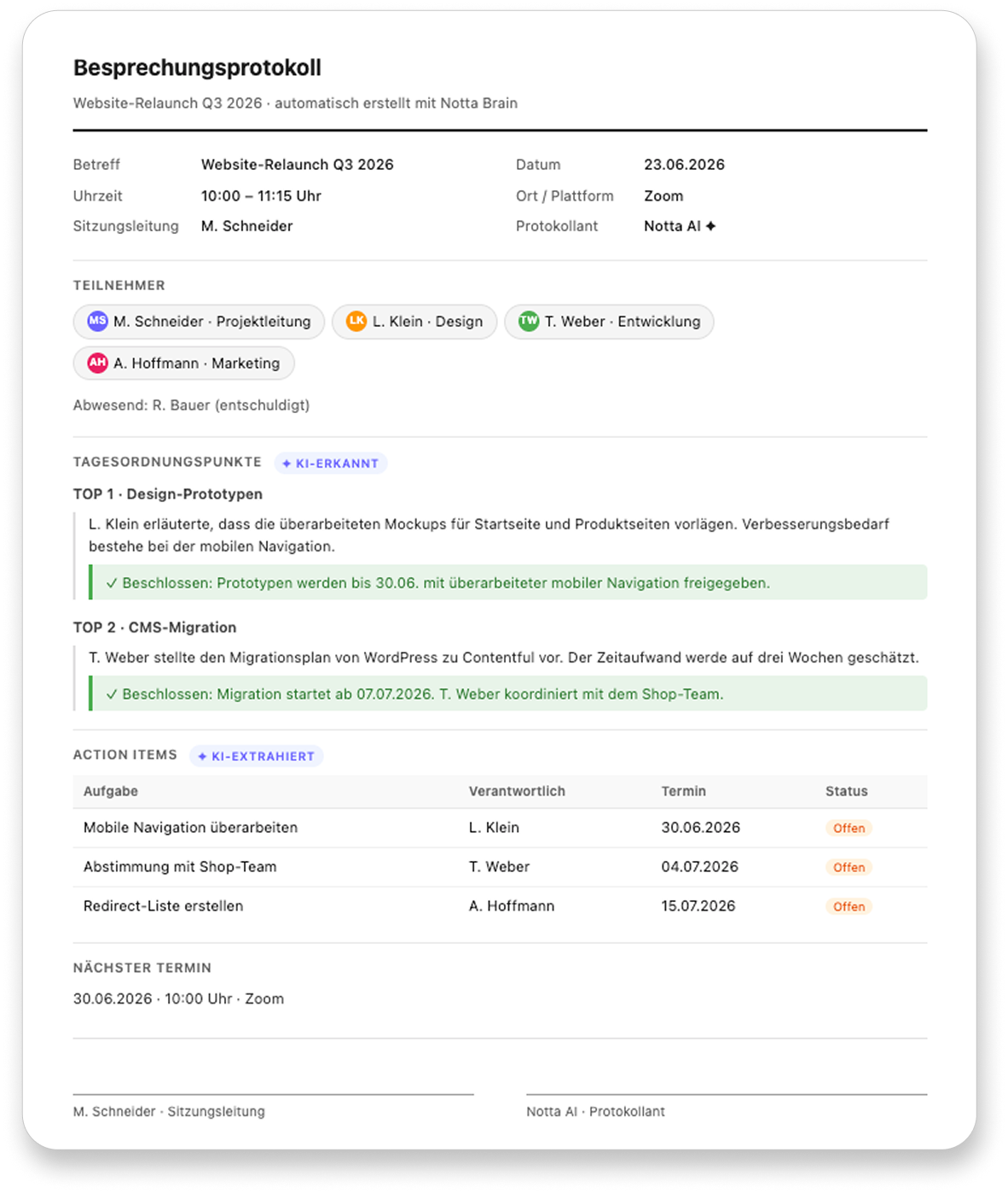 Notta meeting bot feature
